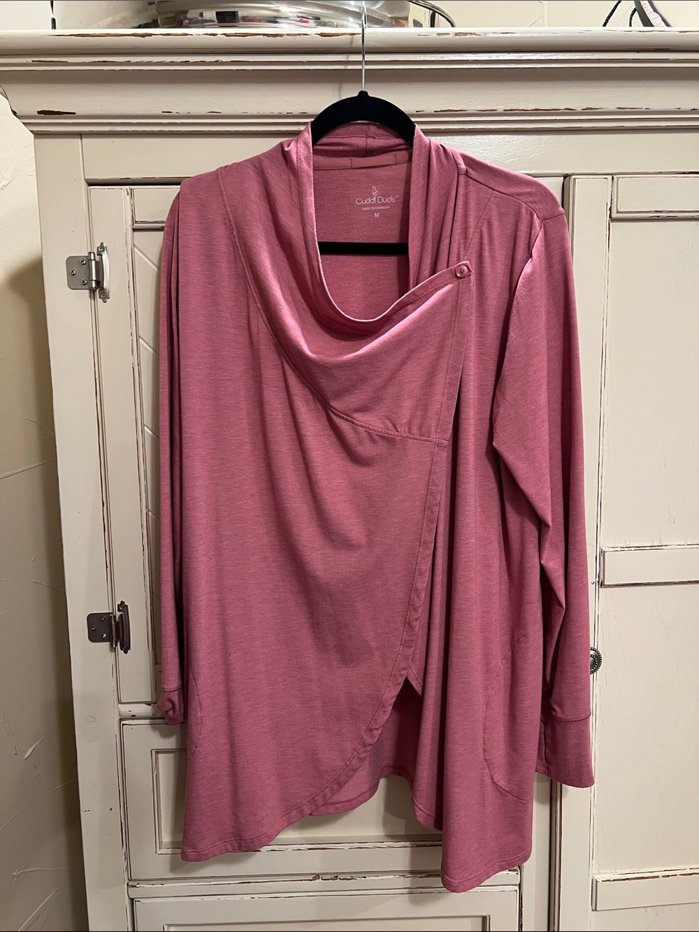 Cuddl Duds Rose Wrap-Front Long Sleeve Top